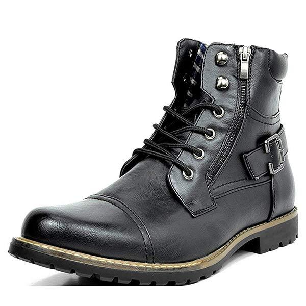 Jesse | Heren leren laarzen met dubbele rits in de kleur Zwart voor heren in stijl ideaal voor de winter