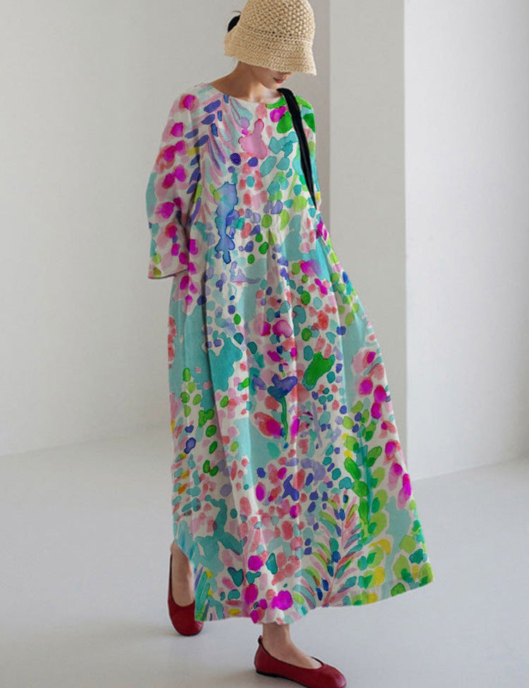 Zomerse print jurk gemaakt van hoogwaardige en comfortabele stof, perfect voor diverse zomerse gelegenheden.