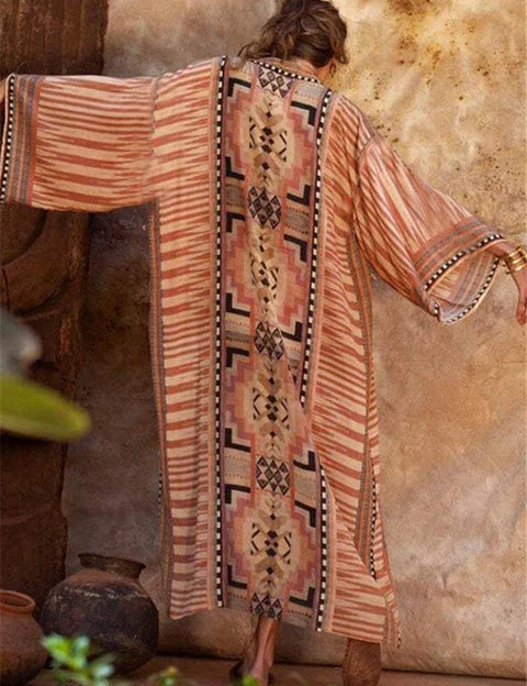 Boho bedrukte kimono strandjas - perfect voor een trendy boho-chic look en ultiem comfort tijdens warme zomerdagen.