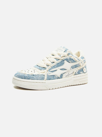 Joep | Robuuste heren sneakers met sterren in de kleur Blauw voor heren in Casual stijl geschikt voor alle seizoenen.