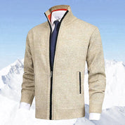 John | Elegant heren vest met rits, kraag en zakken in de kleur Beige voor heren in stijl ideaal voor de herfst.