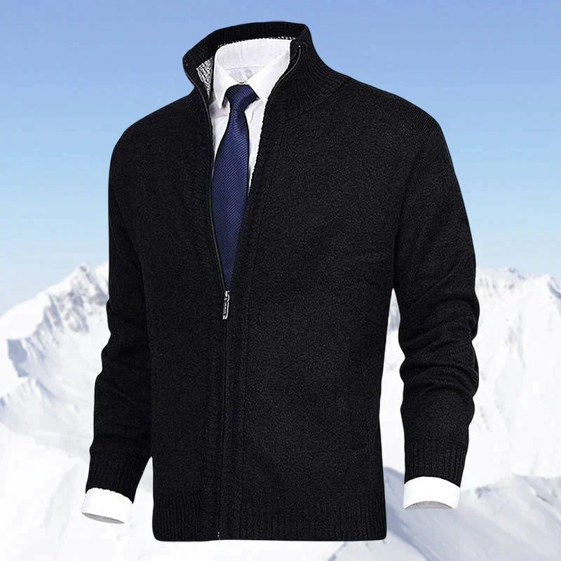John | Elegant heren vest met rits, kraag en zakken in de kleur Zwart voor heren in stijl ideaal voor de herfst.