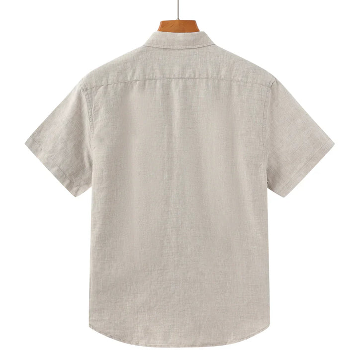 John | Linnen overhemd (korte mouw) in de kleur Beige voor in stijl ideaal voor de zomer.