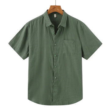 John | Linnen overhemd (korte mouw) in de kleur Groen voor in stijl ideaal voor de zomer.