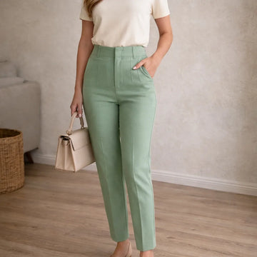 Hoge taille rechte broek