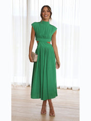 Jolijn | Elegante maxi jurk in de kleur Groen voor dames in stijl ideaal voor de herfst.