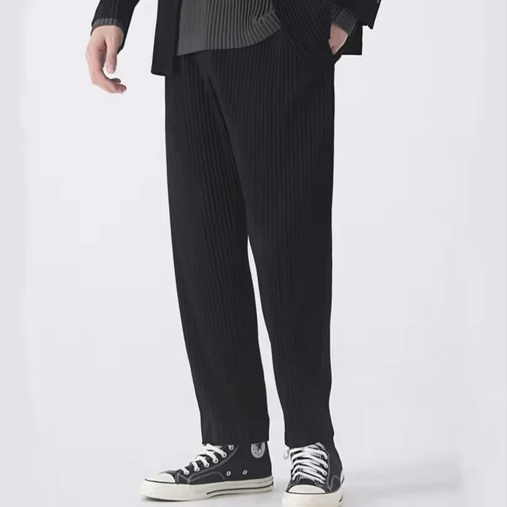 Jørgen | Geribbelde katoenen pantalon in de kleur Zwart voor heren in Streetwear stijl geschikt voor alle seizoenen.