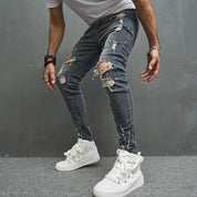 Jort | Rekbare slim fit herenbroek in de kleur Zwart voor heren in Formal stijl ideaal voor de herfst.