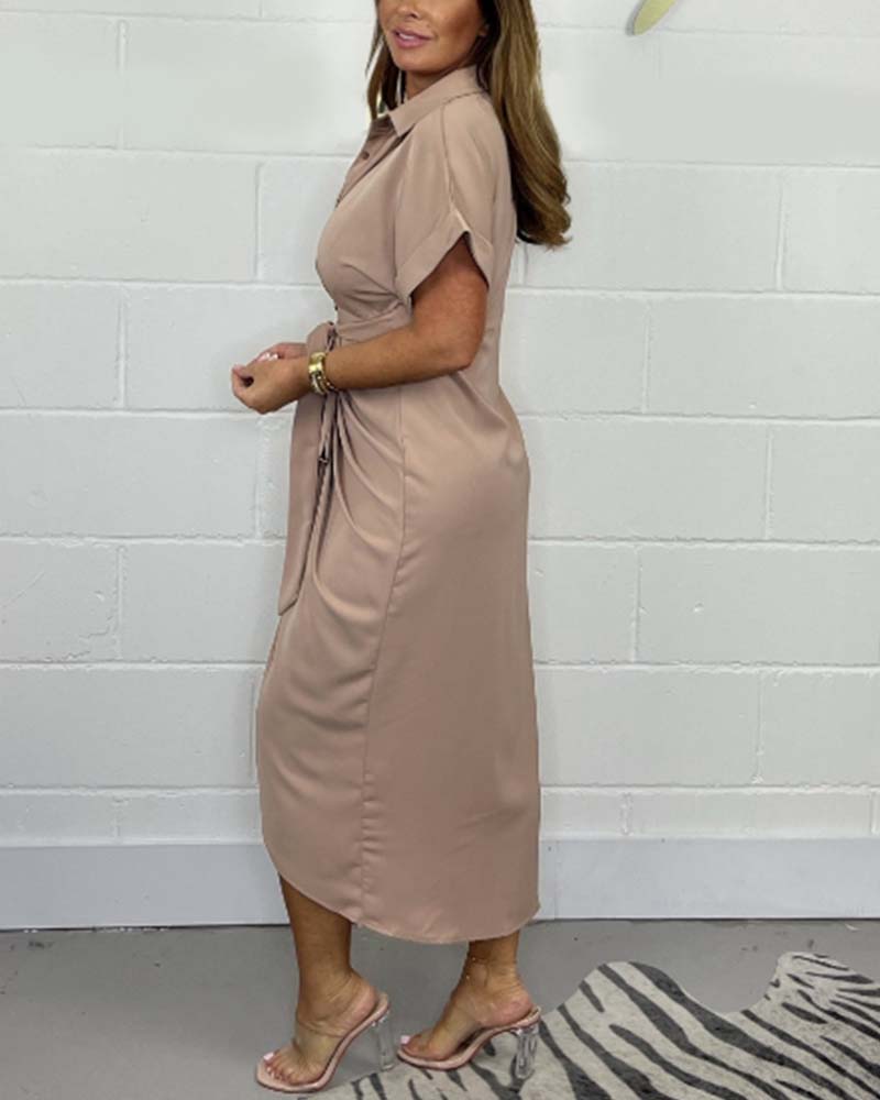 José | Elegante geplooide jurk met decolleté in de kleur Groen voor dames in stijl ideaal voor de lente.