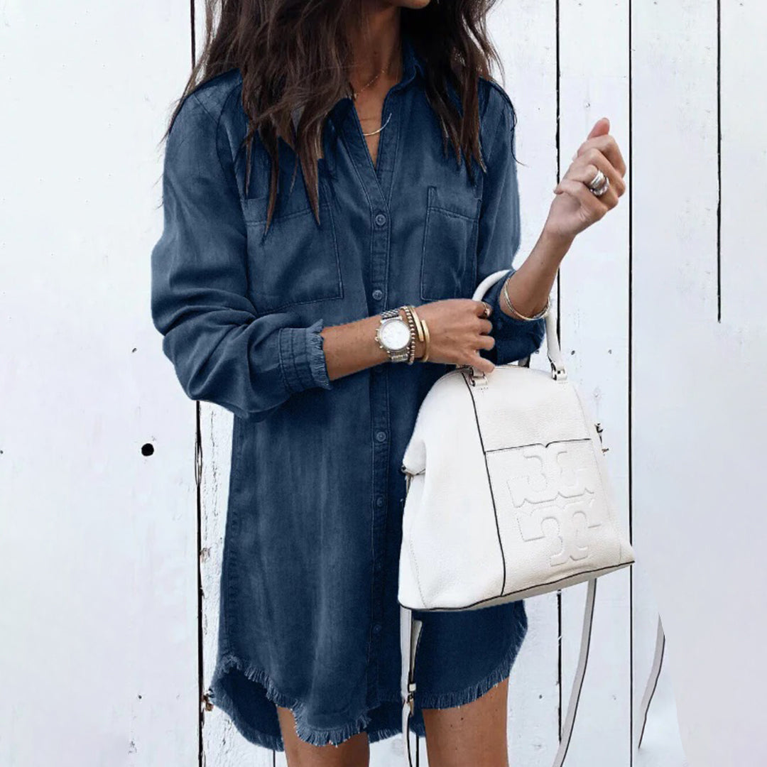 Josefine | Zomerjurk voor moderne vrouw in de kleur Marineblauw voor dames in stijl ideaal voor de herfst.