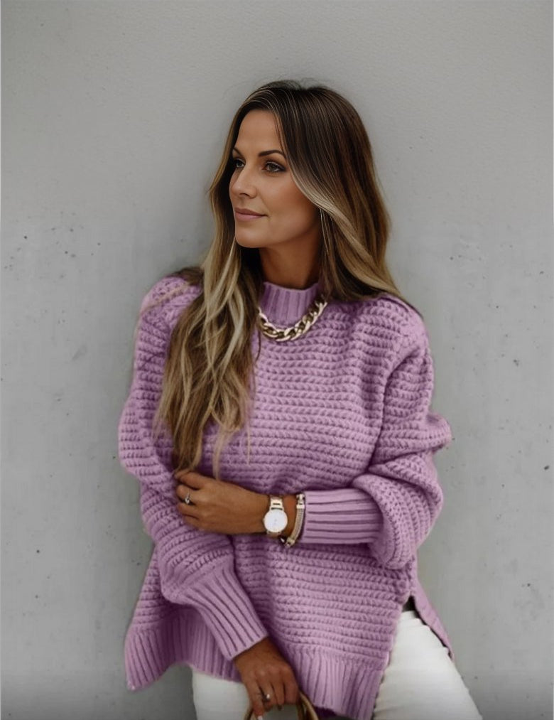 Josy Trui | Zachte Gebreide Trui voor Dames in de kleur Paars voor dames in Lounge stijl ideaal voor de herfst.