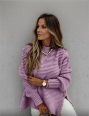 Josy Trui | Zachte Gebreide Trui voor Dames in de kleur Paars voor dames in Lounge stijl ideaal voor de herfst.