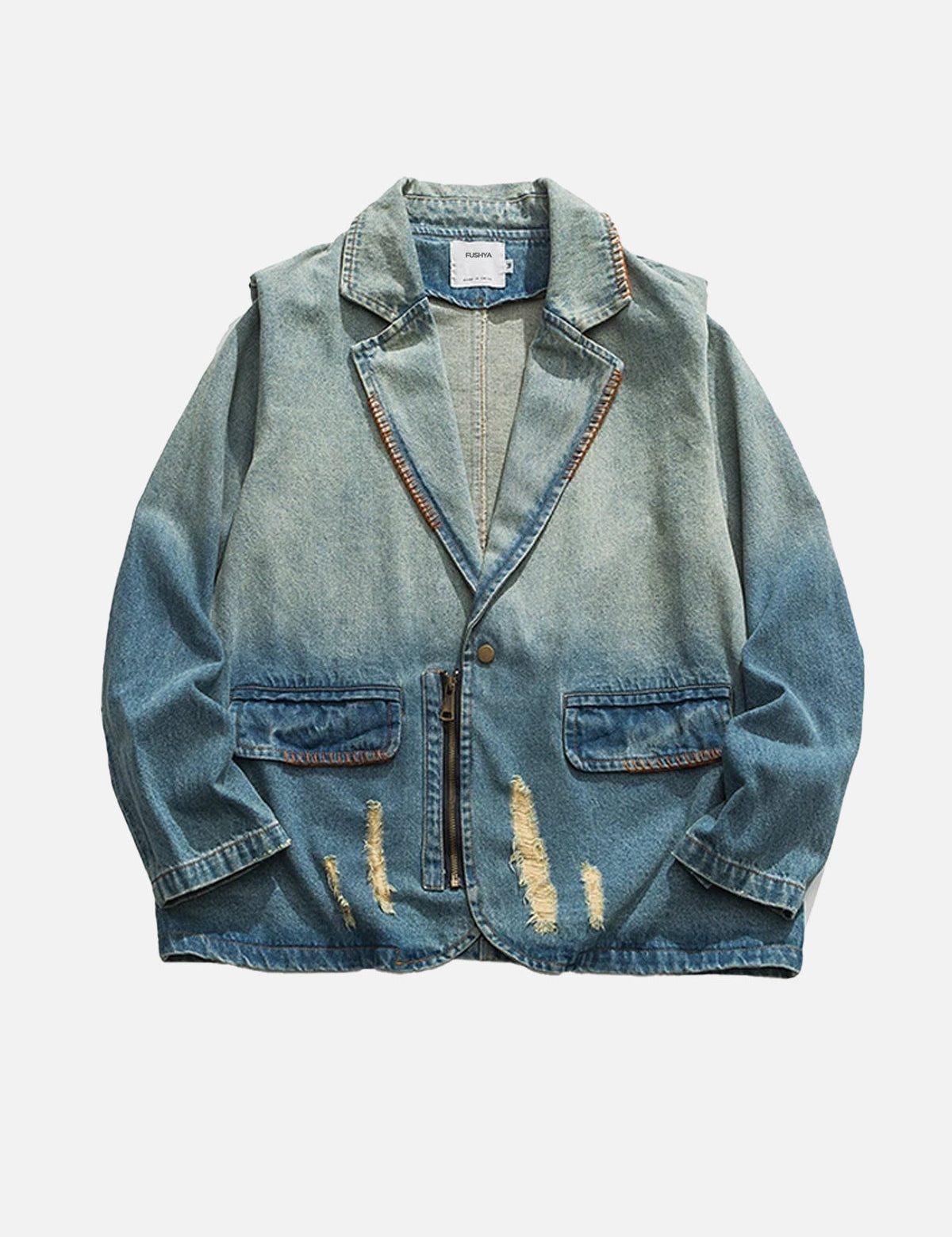 Jouje | Vintage spijkerjasje met franjes in de kleur Blauw voor dames in Heritage stijl ideaal voor de herfst.