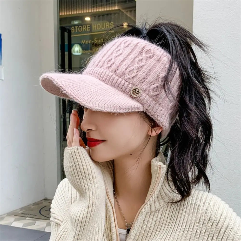 Jules | Casual & trendy gebreide baseballpet in de kleur Roze voor dames in stijl ideaal voor de winter