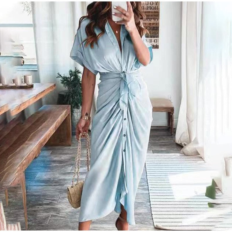 Julia | Stijlvolle avondjurk in de kleur Blauw voor dames in Party stijl ideaal voor de zomer.