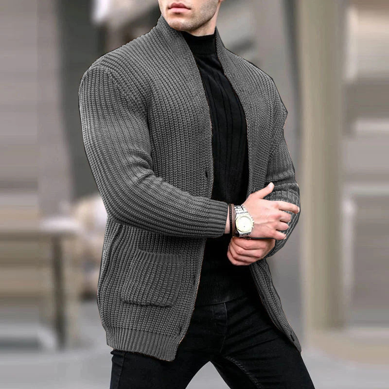 Julius | Warm gebreide slim-fit vest voor mannen in de kleur Donkergrijs voor heren in Formal stijl geschikt voor alle seizoenen.