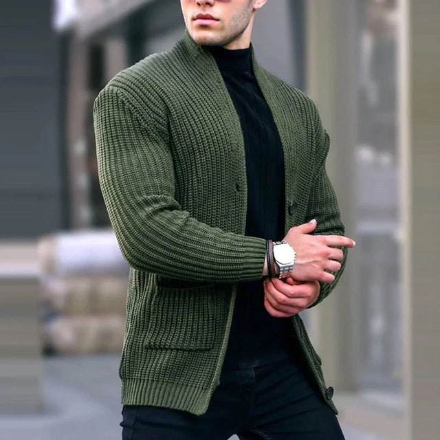 Julius | Warm gebreide slim-fit vest voor mannen in de kleur Groen voor heren in Formal stijl geschikt voor alle seizoenen.