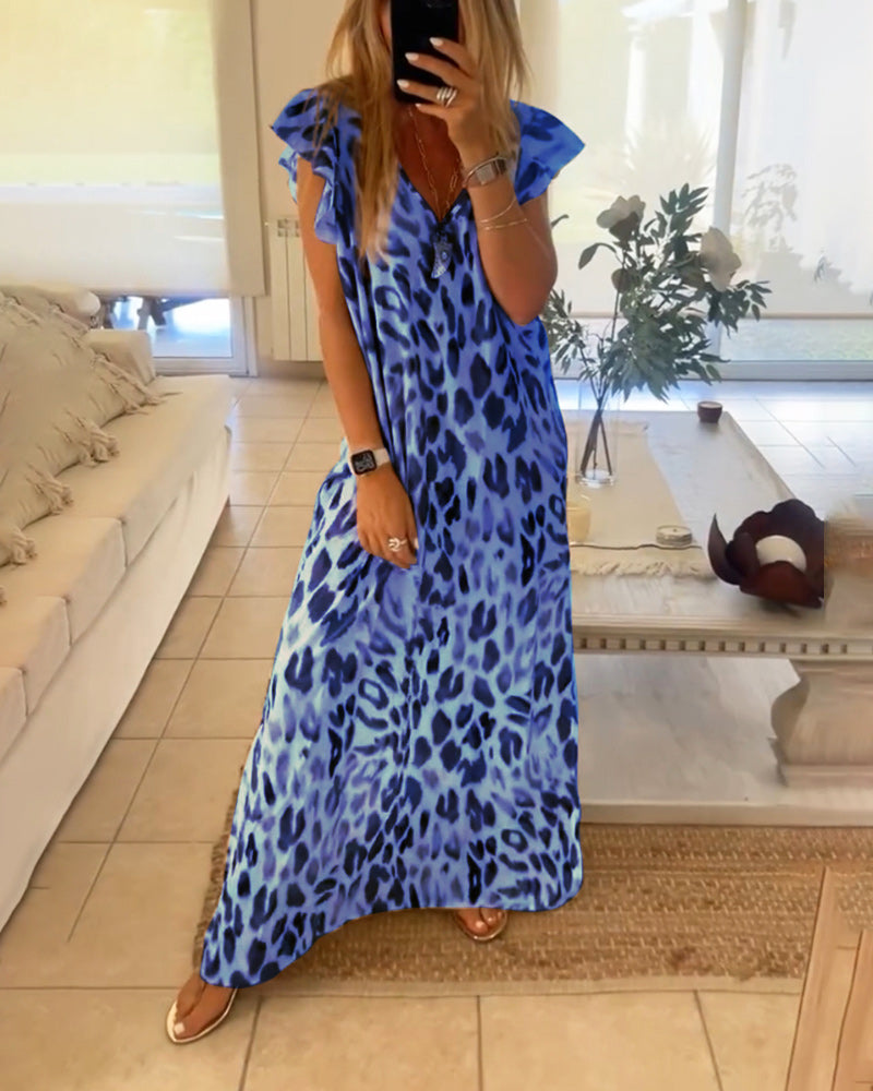 Jurk met korte mouwen in retrostijl in de kleur Blauw voor dames in stijl ideaal voor de lente.