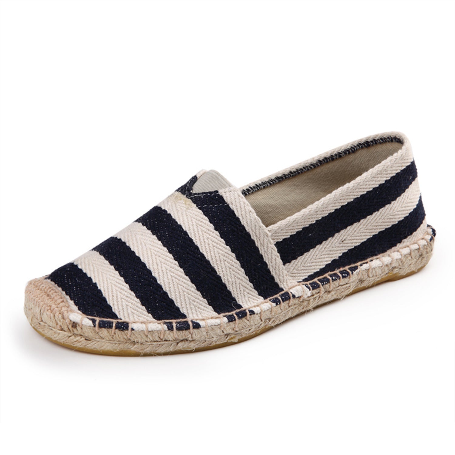 Eline | Gestreepte espadrilles van geruwd canvas