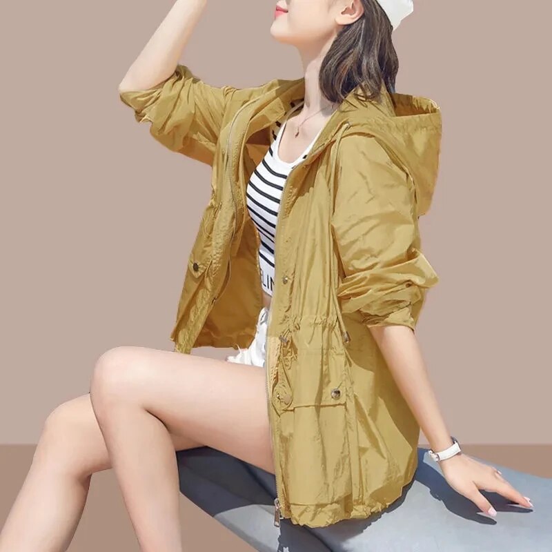 Kamilah | Zomerjas met UV-bescherming voor dames | Lichte bescherming tegen de zon in de kleur Geel voor dames in stijl ideaal voor de lente.