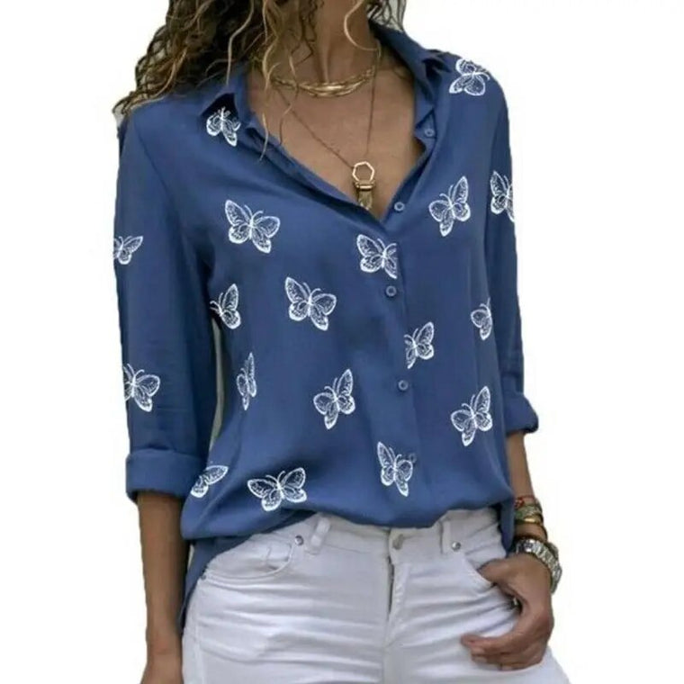 Karita | Luchtige Lente Blouse in de kleur Blauw voor dames in Formal stijl ideaal voor de herfst.