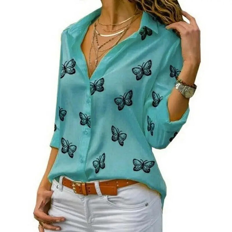 Karita | Luchtige Lente Blouse in de kleur Groen voor dames in Formal stijl ideaal voor de herfst.