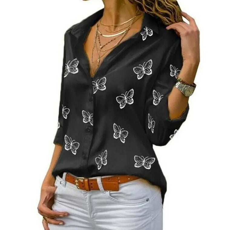 Karita | Luchtige Lente Blouse in de kleur Zwart voor dames in Formal stijl ideaal voor de herfst.