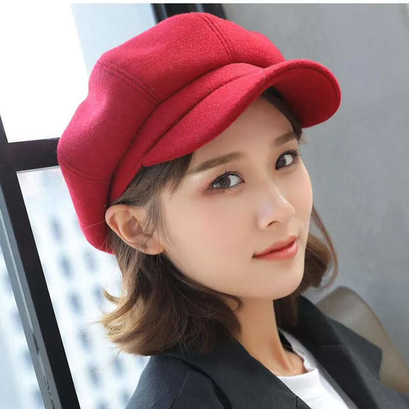 Kasey | Vintage & stijlvolle newsboy pet in de kleur Rood voor dames in Heritage stijl
