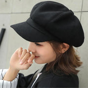 Kasey | Vintage & stijlvolle newsboy pet in de kleur Zwart voor dames in Heritage stijl