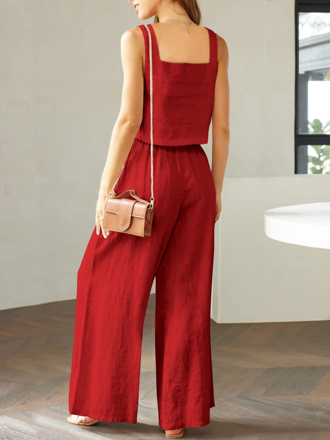 Katrien | Wijde pantalonset in de kleur Zwart voor dames in Formal stijl ideaal voor de zomer.