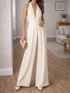 Halter jumpsuit met wijde pijpen