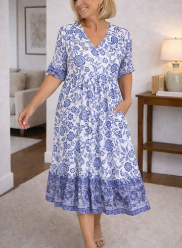 Midi jurk met bloemen