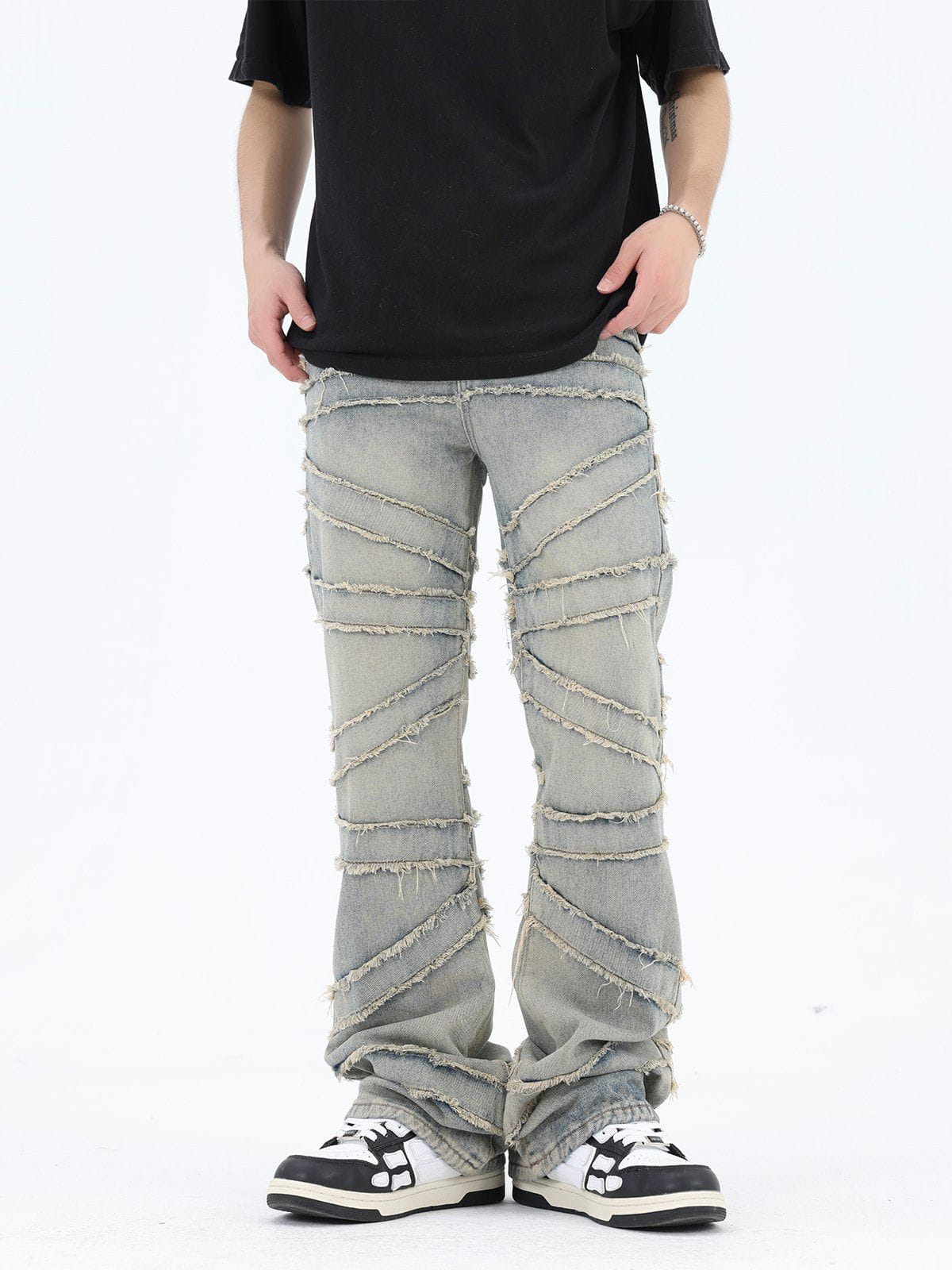 Keyn | Jeans met franjes voor heren in de kleur Grijs voor heren in stijl geschikt voor alle seizoenen.
