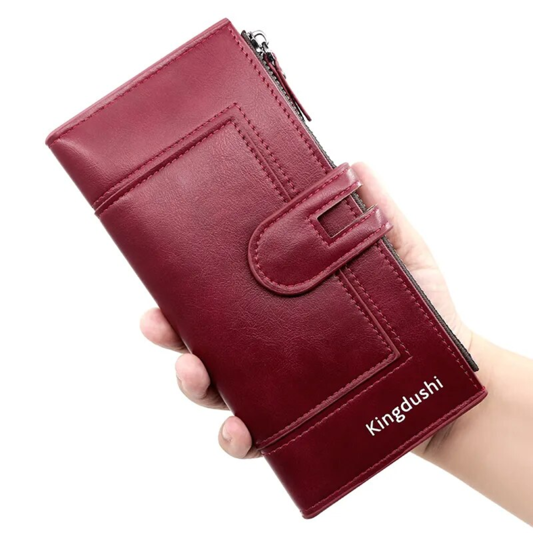 Lange Leren Portemonnee | Praktisch & Stijlvol in de kleur Rood voor dames in stijl geschikt voor alle seizoenen.