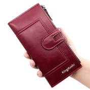 Lange Leren Portemonnee | Praktisch & Stijlvol in de kleur Rood voor dames in stijl geschikt voor alle seizoenen.