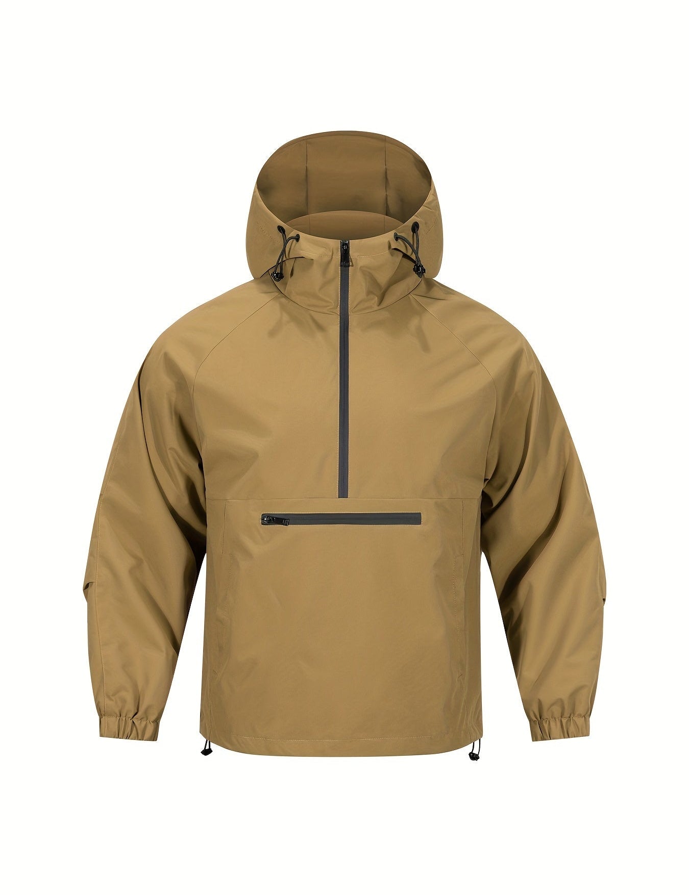 Een must-have voor mannen op zoek naar een casual jas met bescherming tegen wisselvallig weer. Deze windbreaker biedt comfort en stijl met een halve ritssluiting en capuchon, perfect voor dagelijks gebruik en outdoor activiteiten. Gemaakt van 100% polyester voor duurzaamheid en comfort.
