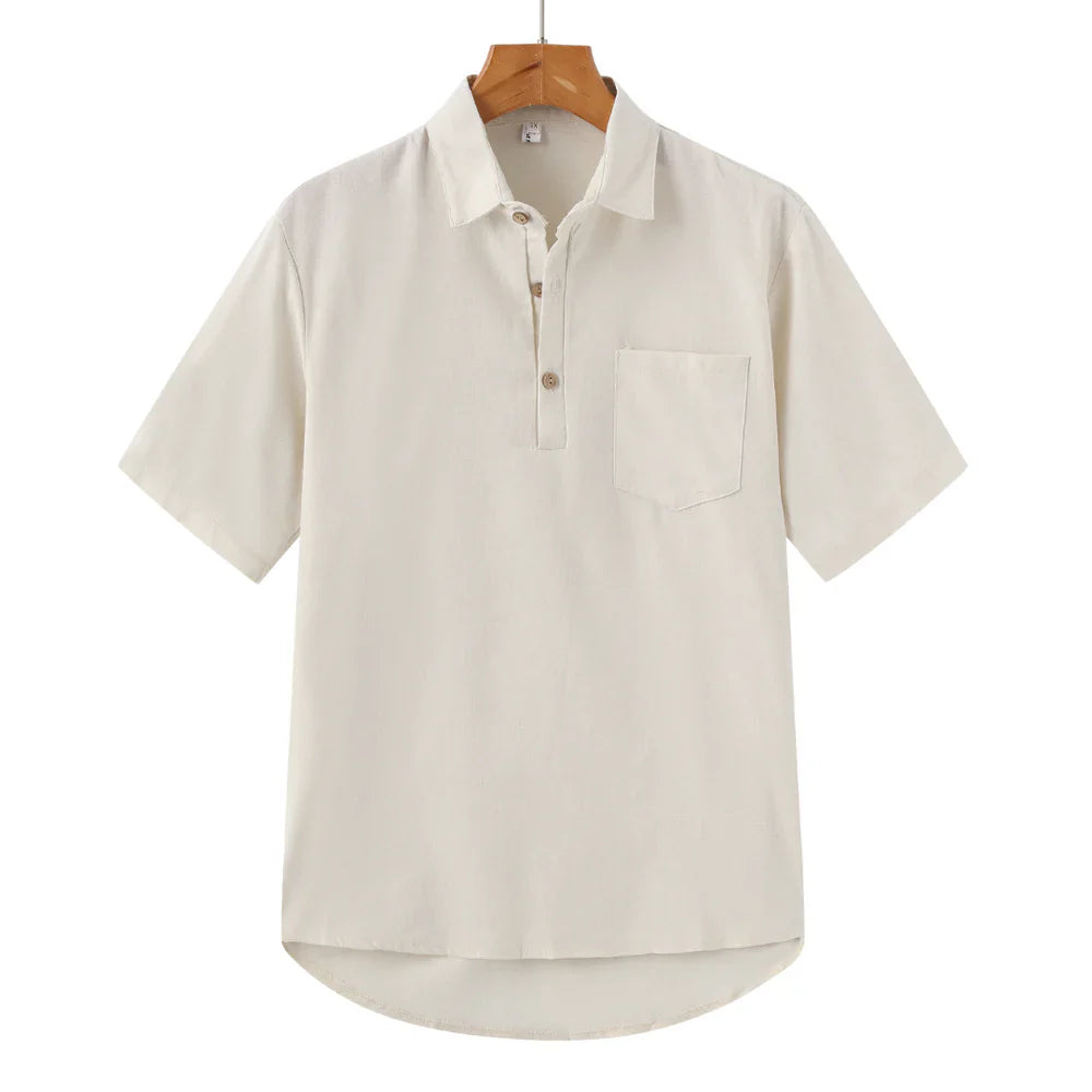 Lars | Linnen polo in de kleur Beige voor in stijl ideaal voor de zomer.