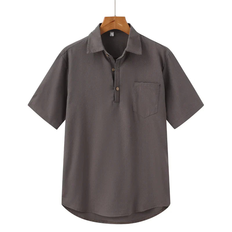 Lars | Linnen polo in de kleur Grijs voor in stijl ideaal voor de zomer.