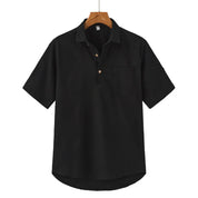Lars | Linnen polo in de kleur Zwart voor in stijl ideaal voor de zomer.