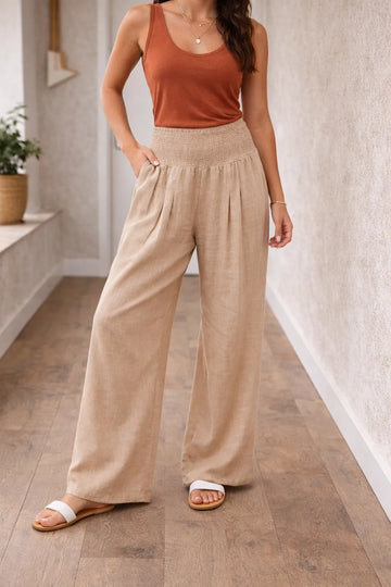 High-waisted wide-leg pants