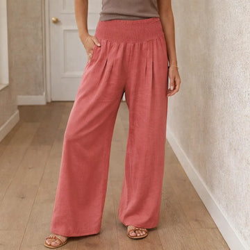 High-waisted wide-leg pants