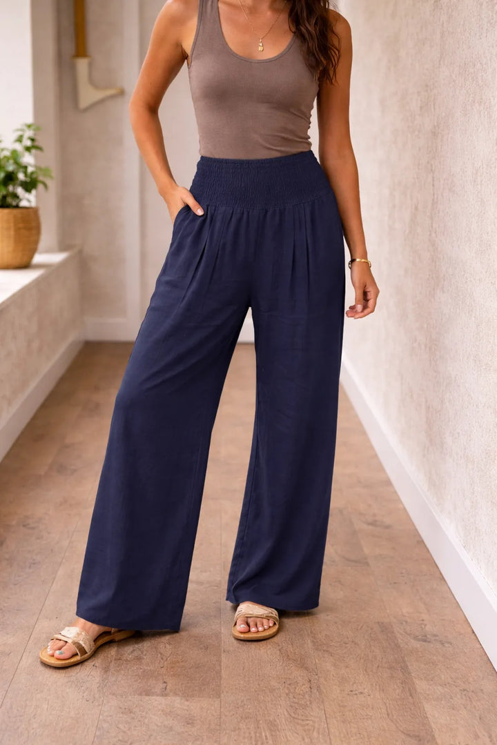 High-waisted wide-leg pants