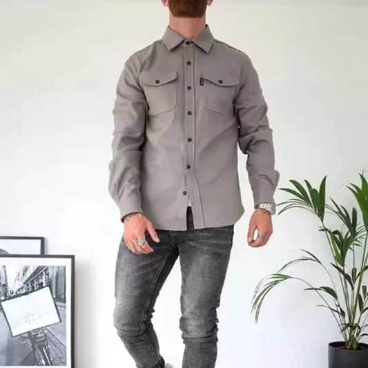 Lef | Veelzijdige overhemdjas in de kleur Grijs voor heren in stijl ideaal voor de herfst.