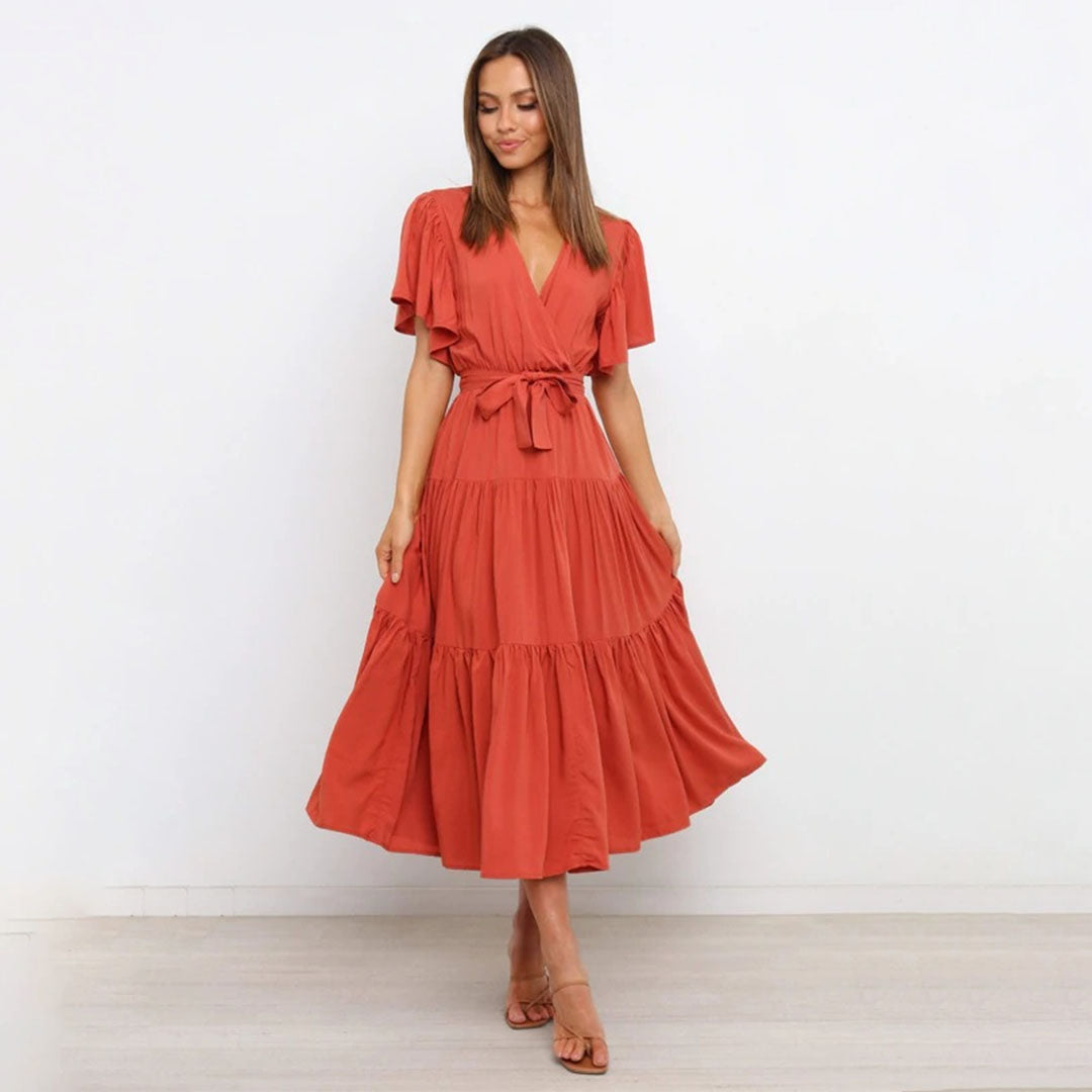 Lena | Stijlvolle Casual Jurk in de kleur Oranje voor dames in stijl ideaal voor de zomer.