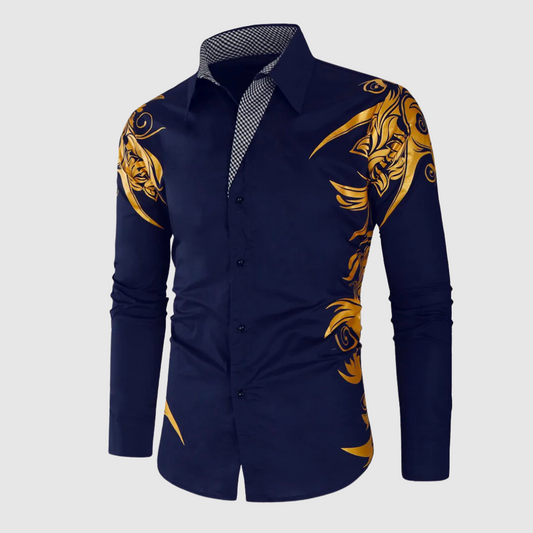 Lennart | Stijlvolle herenoverhemd met print in de kleur Blauw voor heren in stijl geschikt voor alle seizoenen.