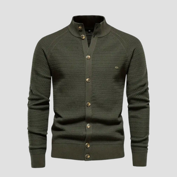 Leno | Klassieke herencardigan in de kleur Groen voor heren in Heritage stijl geschikt voor alle seizoenen.