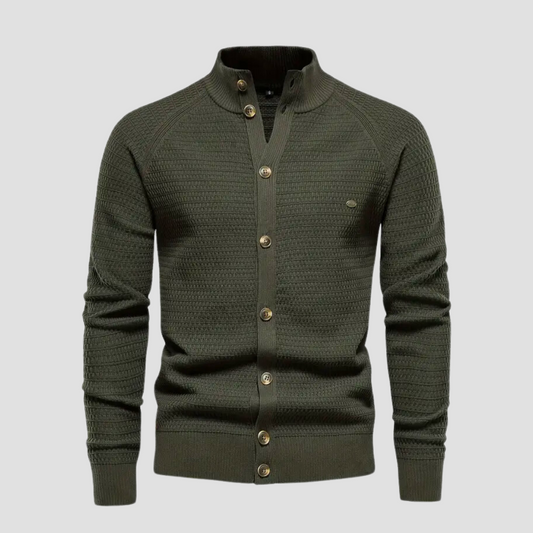 Leno | Klassieke herencardigan in de kleur Groen voor heren in Heritage stijl geschikt voor alle seizoenen.