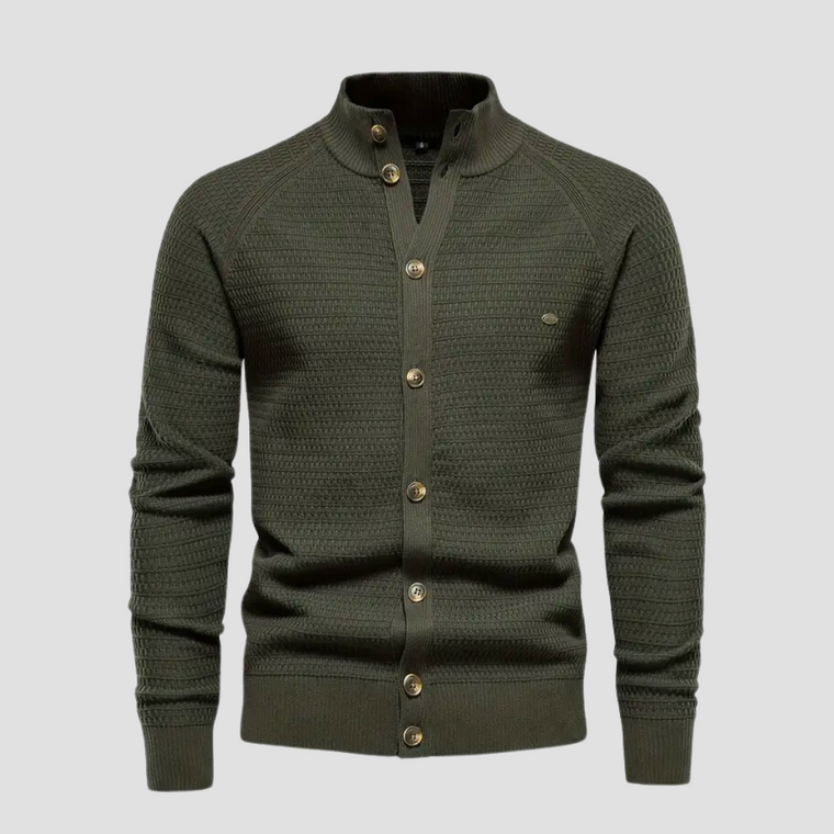 Leno | Klassieke herencardigan in de kleur Groen voor heren in Heritage stijl geschikt voor alle seizoenen.