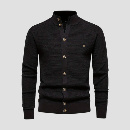 Leno | Klassieke herencardigan in de kleur Zwart voor heren in Heritage stijl geschikt voor alle seizoenen.