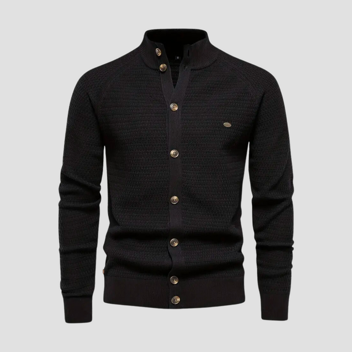 Leno | Klassieke herencardigan in de kleur Zwart voor heren in Heritage stijl geschikt voor alle seizoenen.